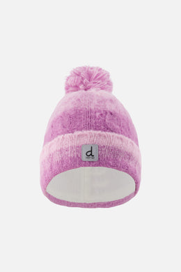 Bonnet d'hiver en tricot avec pompom violet rosé