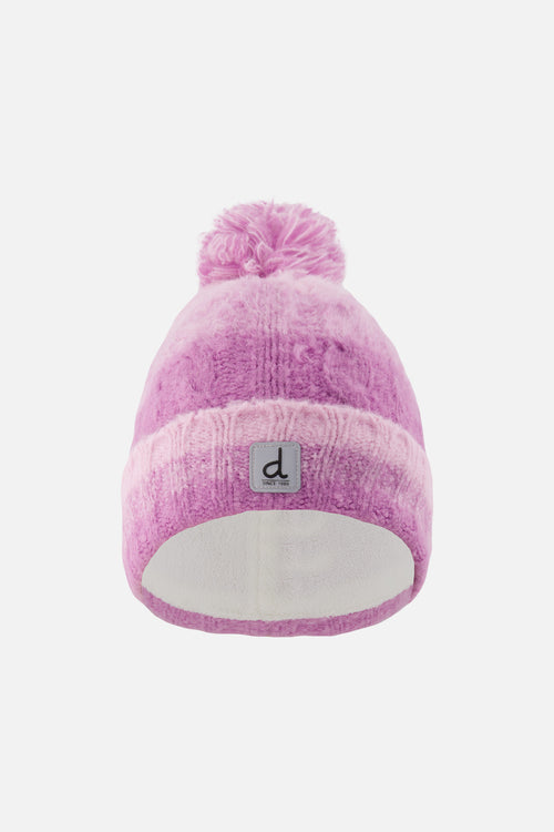 Winter Knit Hat With Pompom Pinkish Violet