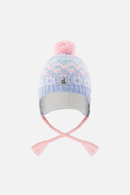 Bonnet d'hiver péruvien en tricot avec pompom bleu clair