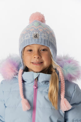 Bonnet d'hiver péruvien en tricot avec pompom bleu clair