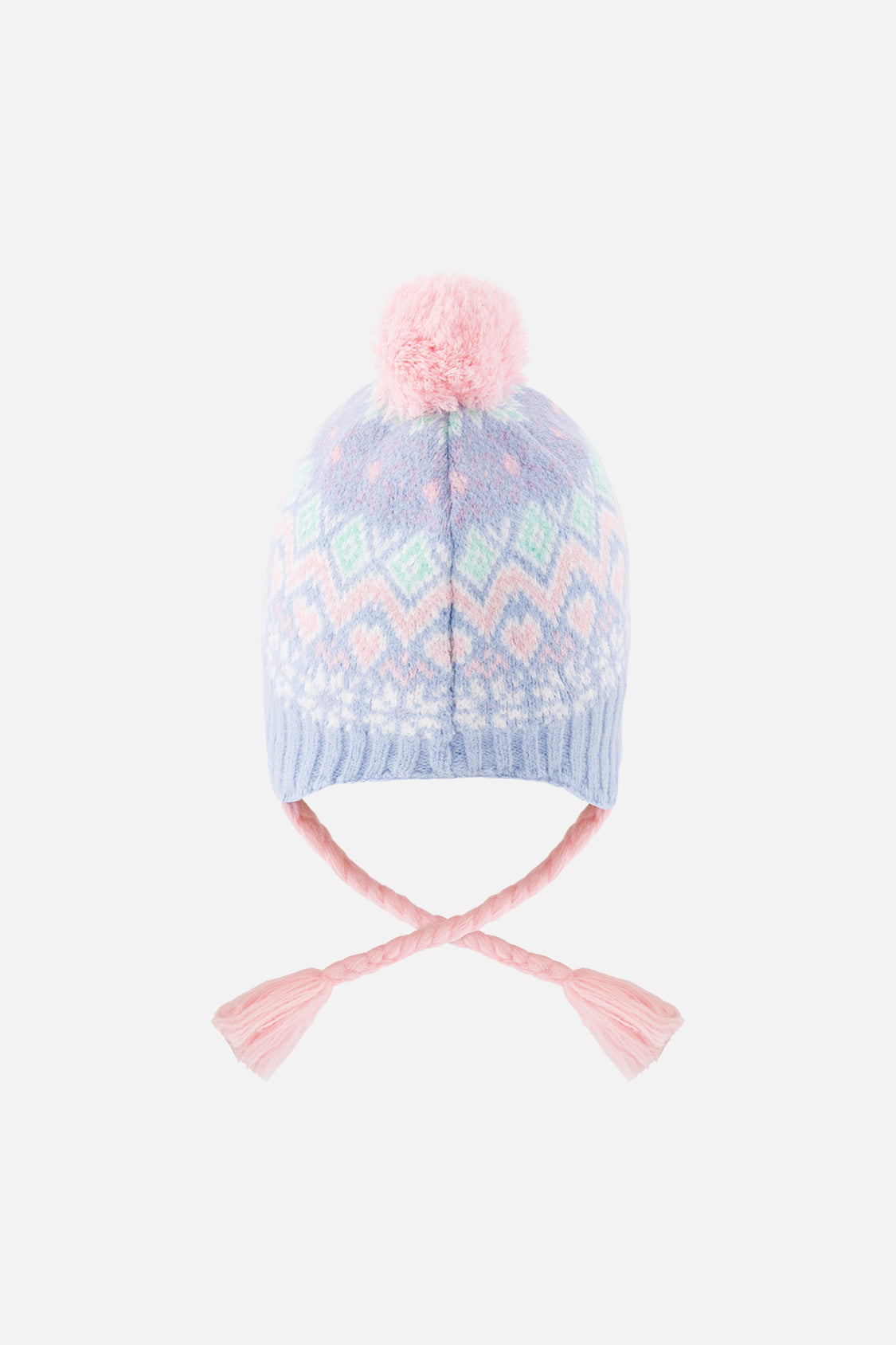 Bonnet d'hiver péruvien en tricot avec pompom bleu clair