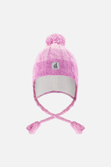 Bonnet d'hiver péruvien en tricot avec pompom violet rosé