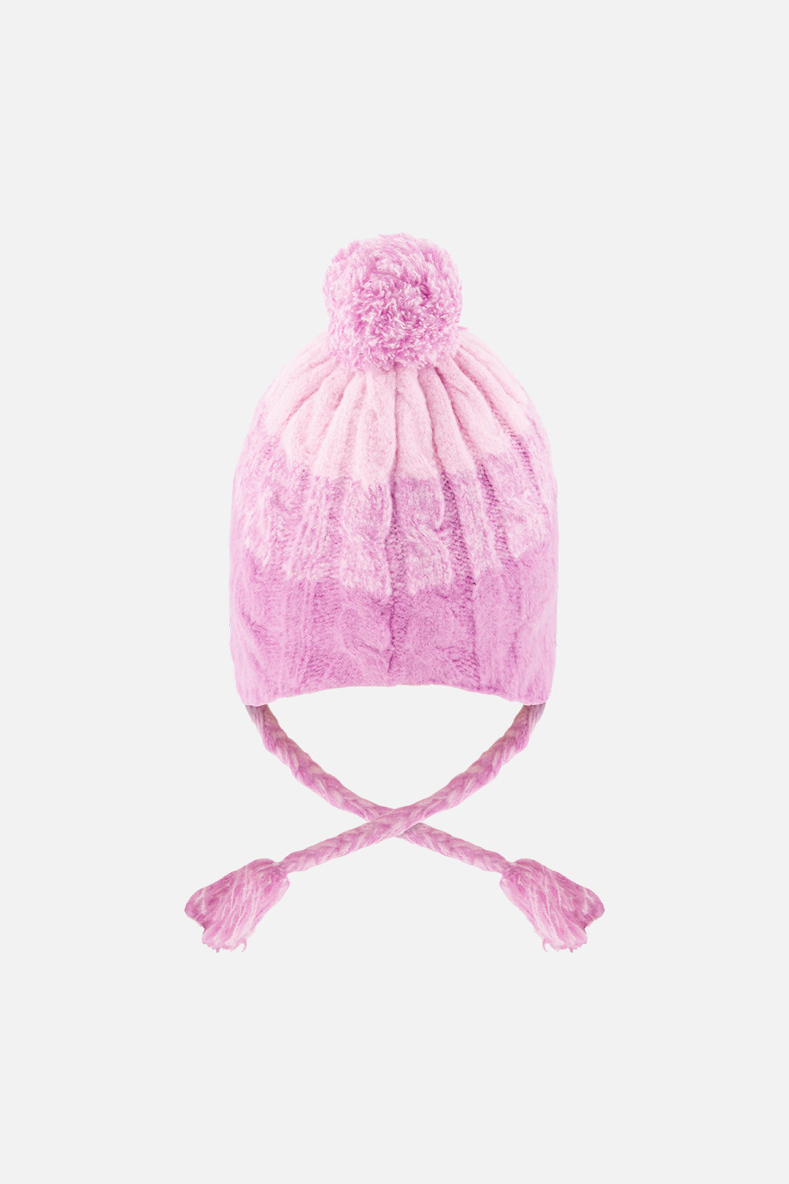 Bonnet d'hiver péruvien en tricot avec pompom violet rosé