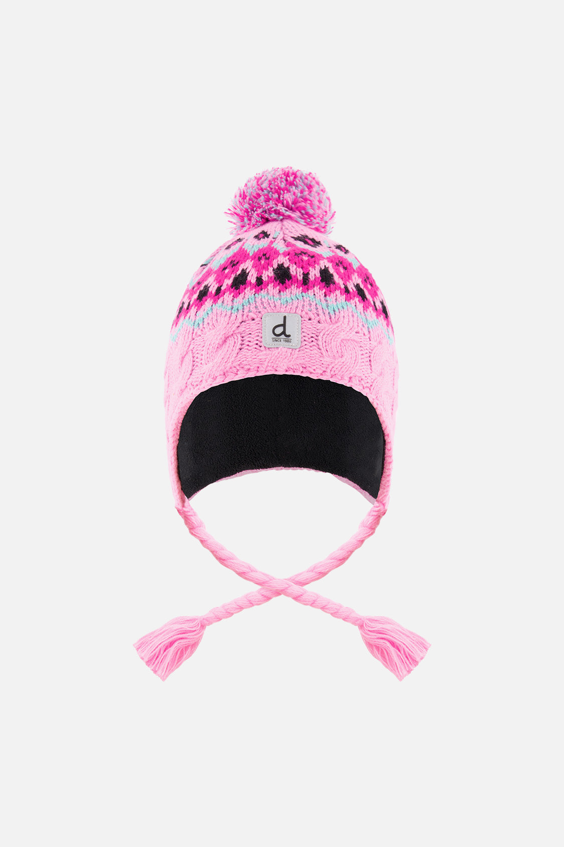 Winter Peruvian Knit Hat With Pompom Mint Green, Light Blue And Pinkish Violet