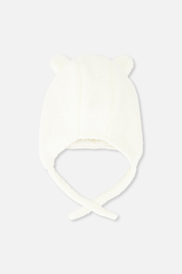 Baby Winter Sherpa Hat With Ear Flaps And Ears Off-White - J10ZA01_01880