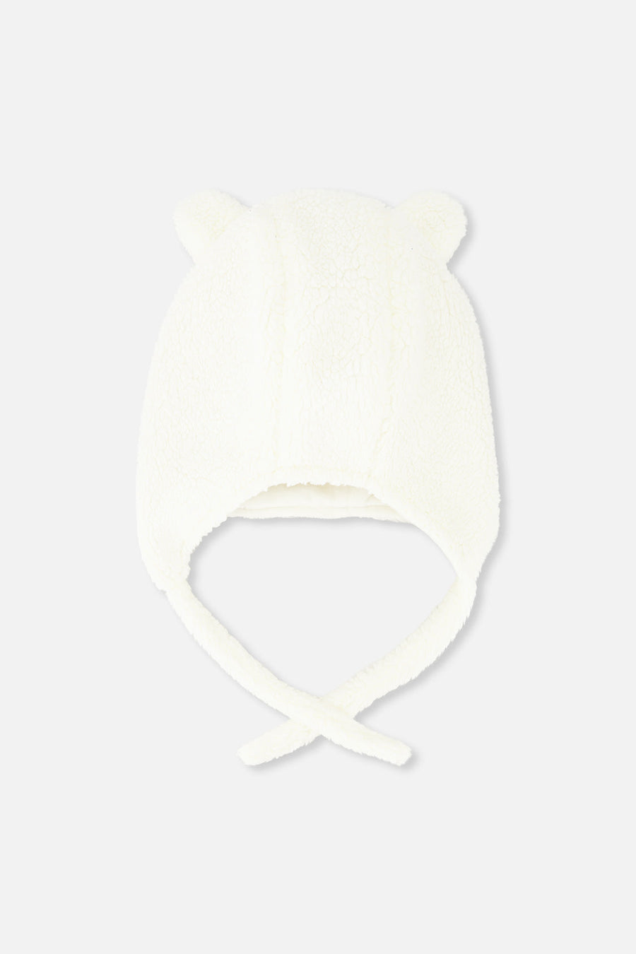 Baby Winter Sherpa Hat With Ear Flaps And Ears Off-White - J10ZA01_01880
