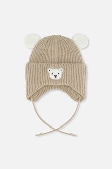 Baby Winter Knit Hat With Ear Flaps And Ears Light Taupe - J10ZA03_01870