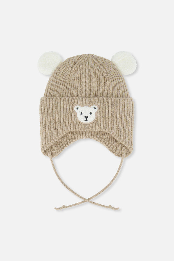 Baby Winter Knit Hat With Ear Flaps And Ears Light Taupe - J10ZA03_01870