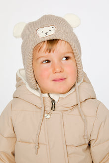 Baby Winter Knit Hat With Ear Flaps And Ears Light Taupe - J10ZA03_01870