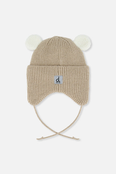 Baby Winter Knit Hat With Ear Flaps And Ears Light Taupe - J10ZA03_01870