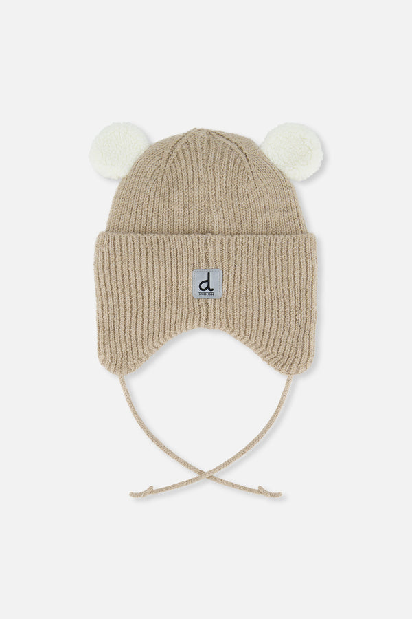 Baby Winter Knit Hat With Ear Flaps And Ears Light Taupe - J10ZA03_01870