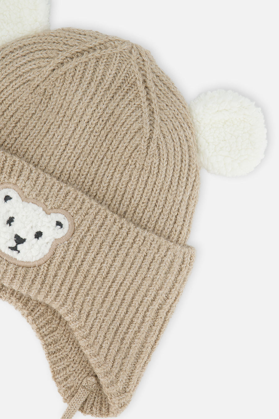 Baby Winter Knit Hat With Ear Flaps And Ears Light Taupe - J10ZA03_01870