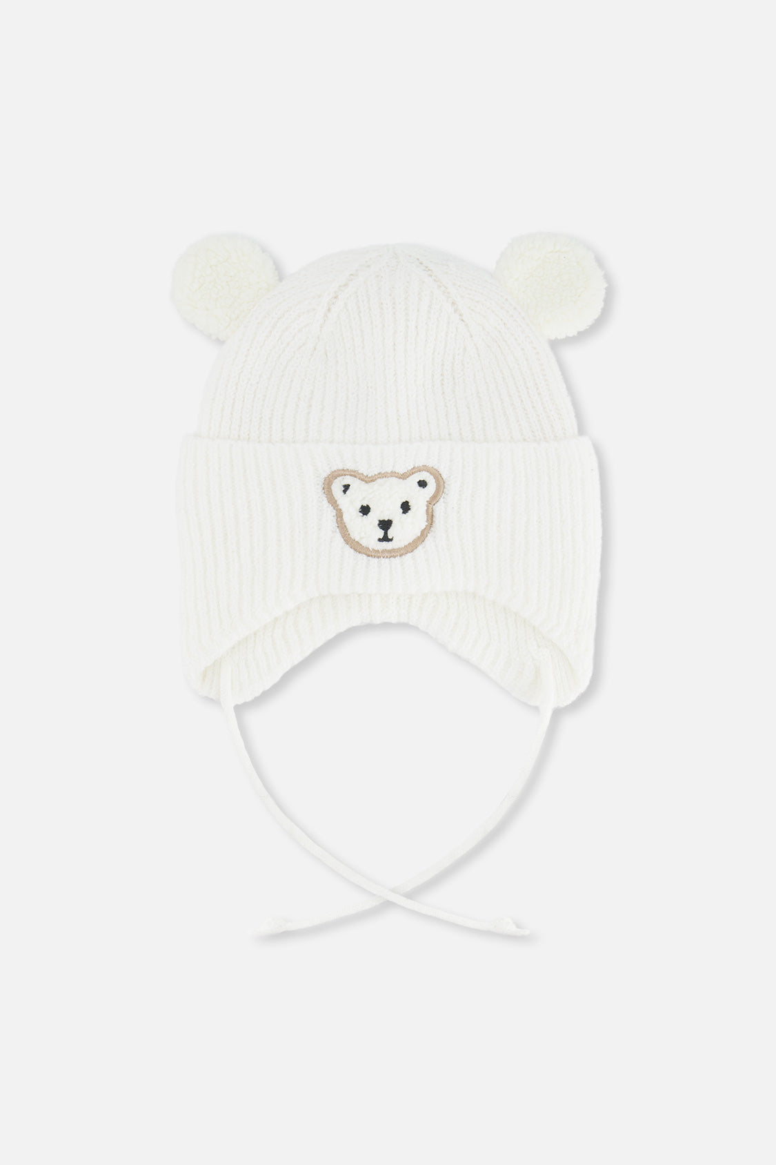 Baby Winter Knit Hat With Ear Flaps And Ears Off-White - J10ZA03_01880