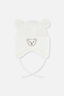 Baby Winter Knit Hat With Ear Flaps And Ears Off-White - J10ZA03_01880