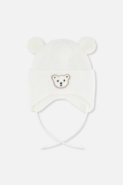 Baby Winter Knit Hat With Ear Flaps And Ears Off-White - J10ZA03_01880