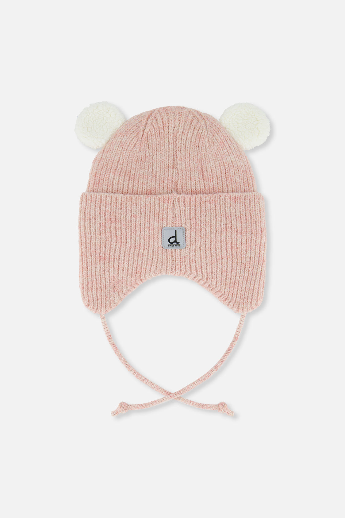 Baby Winter Knit Hat With Ear Flaps And Ears Pale Dusty Pink - J10ZA03_06220