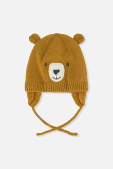 Baby Bear Winter Knit Hat With Ear Flaps And Ears Brown Sugar - J10ZA04_01740