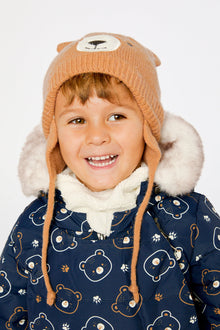 Baby Bear Winter Knit Hat With Ear Flaps And Ears Brown Sugar - J10ZA04_01740
