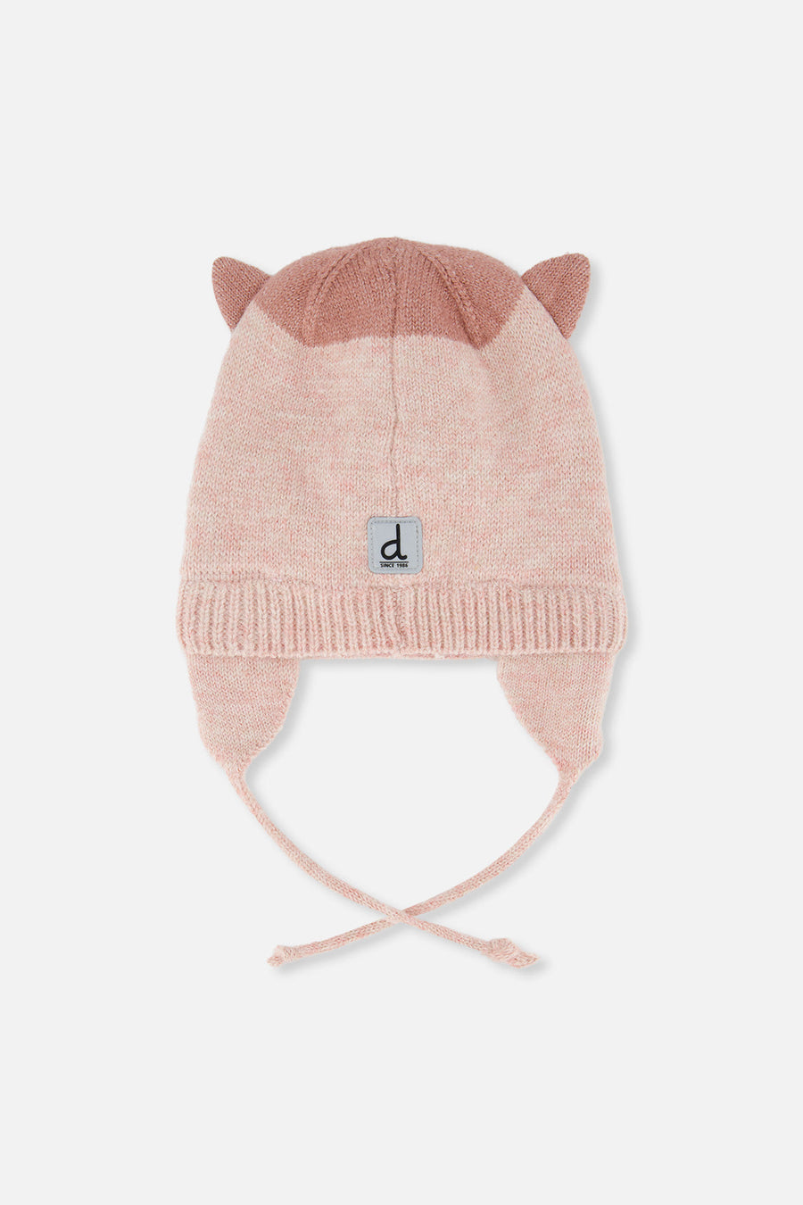 Baby Leopard Winter Knit Hat With Ear Flaps And Ears Pale Dusty Pink - J10ZA05_06220