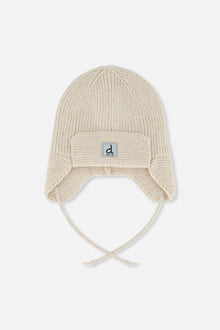 Baby Winter Knit Hat With Ear Flaps And Strings Beige - J10ZA07_01470