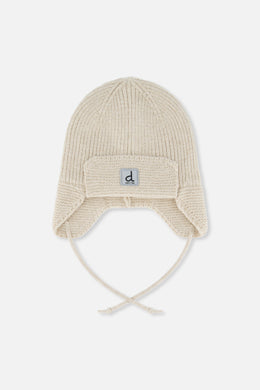 Baby Winter Knit Hat With Ear Flaps And Strings Beige - J10ZA07_01470