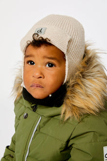 Baby Winter Knit Hat With Ear Flaps And Strings Beige - J10ZA07_01470