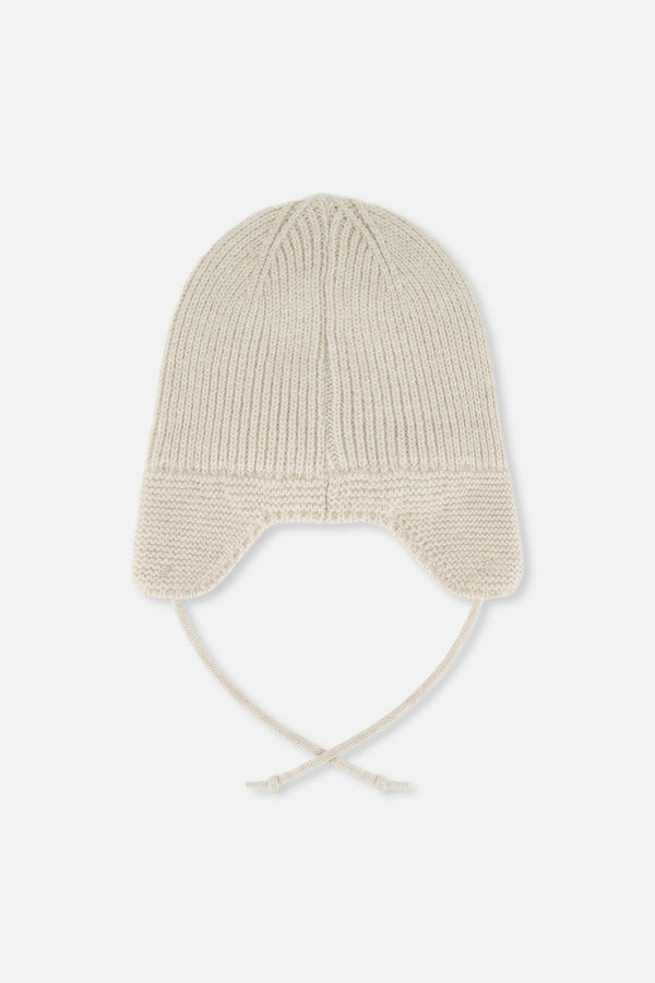 Baby Winter Knit Hat With Ear Flaps And Strings Beige - J10ZA07_01470