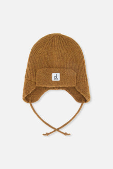 Baby Winter Knit Hat With Ear Flaps And Strings Brown Sugar - J10ZA07_01740
