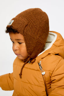 Baby Winter Knit Hat With Ear Flaps And Strings Brown Sugar - J10ZA07_01740