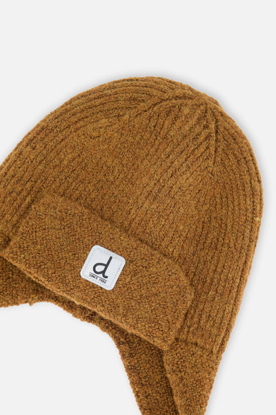 Baby Winter Knit Hat With Ear Flaps And Strings Brown Sugar - J10ZA07_01740
