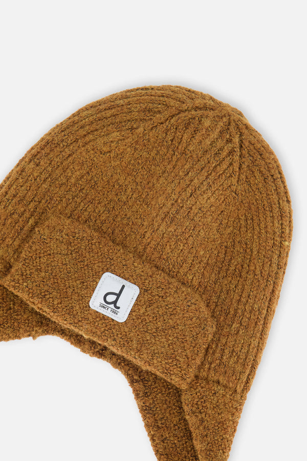 Baby Winter Knit Hat With Ear Flaps And Strings Brown Sugar - J10ZA07_01740