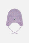 Baby Winter Knit Hat With Ear Flaps And Strings Lavender - J10ZA07_05440