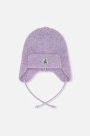 Baby Winter Knit Hat With Ear Flaps And Strings Lavender - J10ZA07_05440