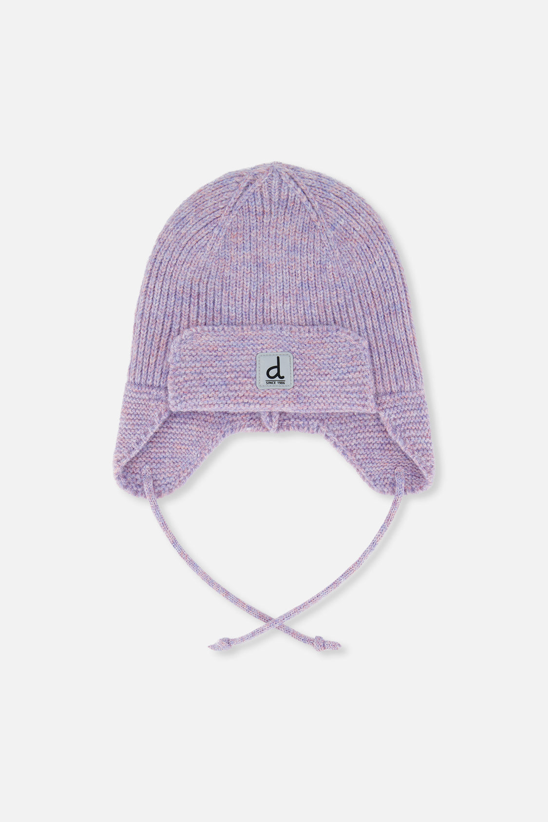 Baby Winter Knit Hat With Ear Flaps And Strings Lavender - J10ZA07_05440