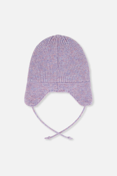 Baby Winter Knit Hat With Ear Flaps And Strings Lavender - J10ZA07_05440