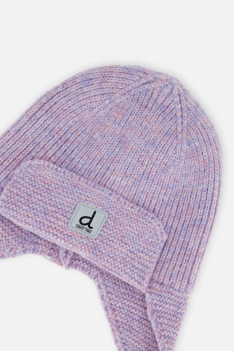 Baby Winter Knit Hat With Ear Flaps And Strings Lavender - J10ZA07_05440