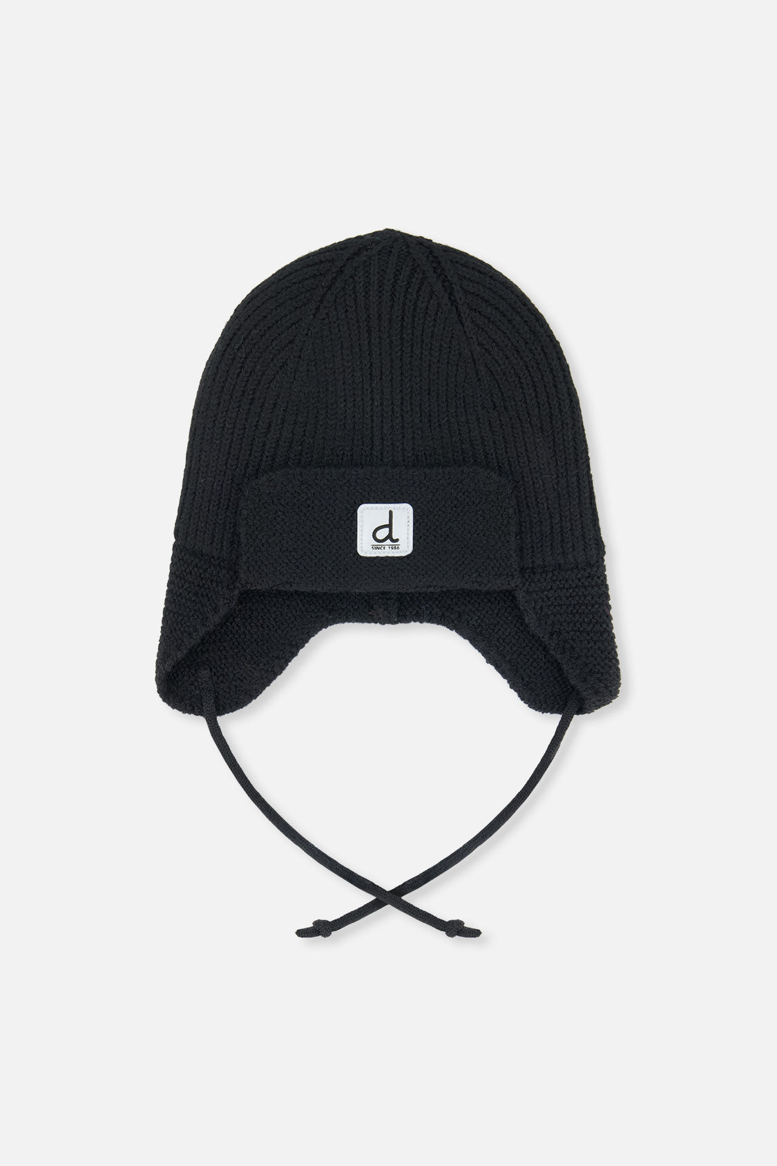 Baby Winter Knit Hat With Ear Flaps And Strings Noir - J10ZA07_09990