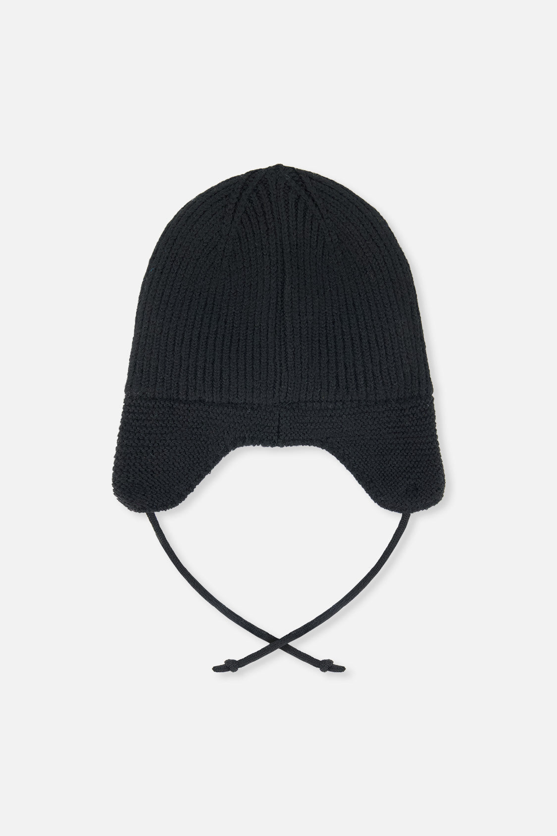 Baby Winter Knit Hat With Ear Flaps And Strings Noir - J10ZA07_09990