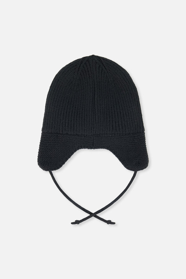 Baby Winter Knit Hat With Ear Flaps And Strings Noir - J10ZA07_09990