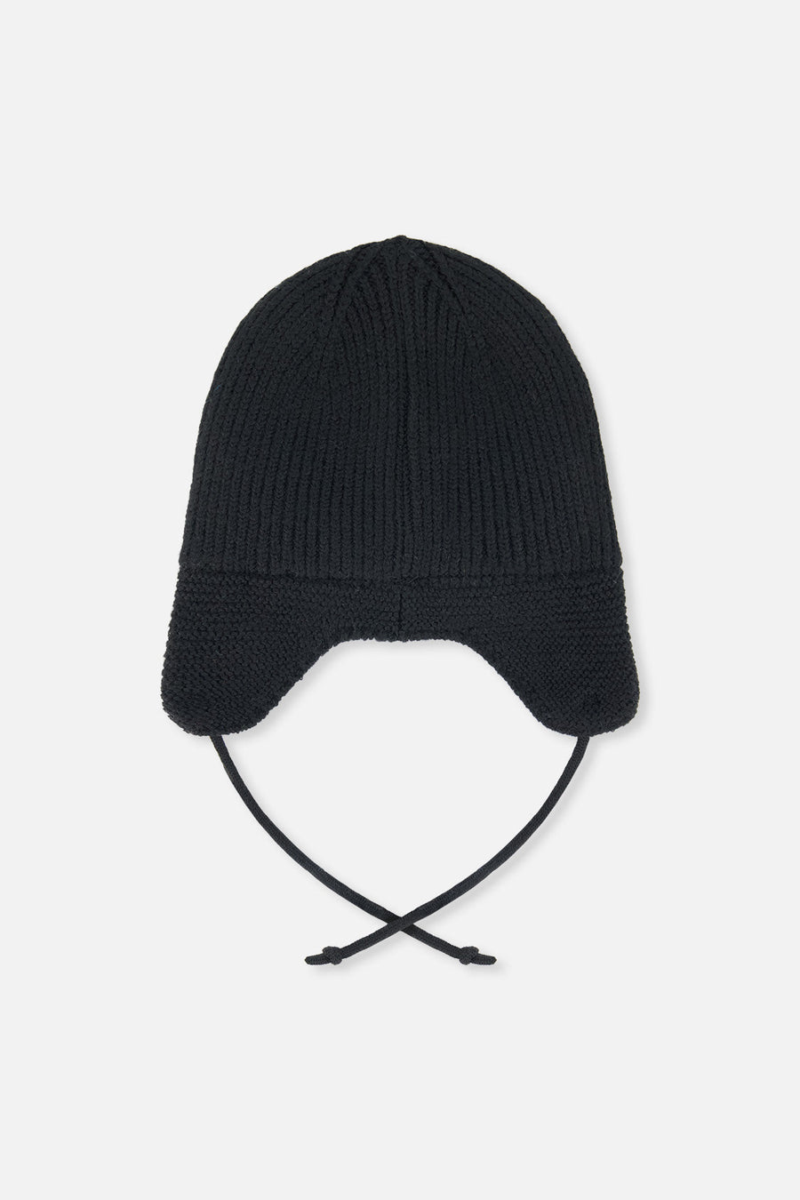 Baby Winter Knit Hat With Ear Flaps And Strings Noir - J10ZA07_09990