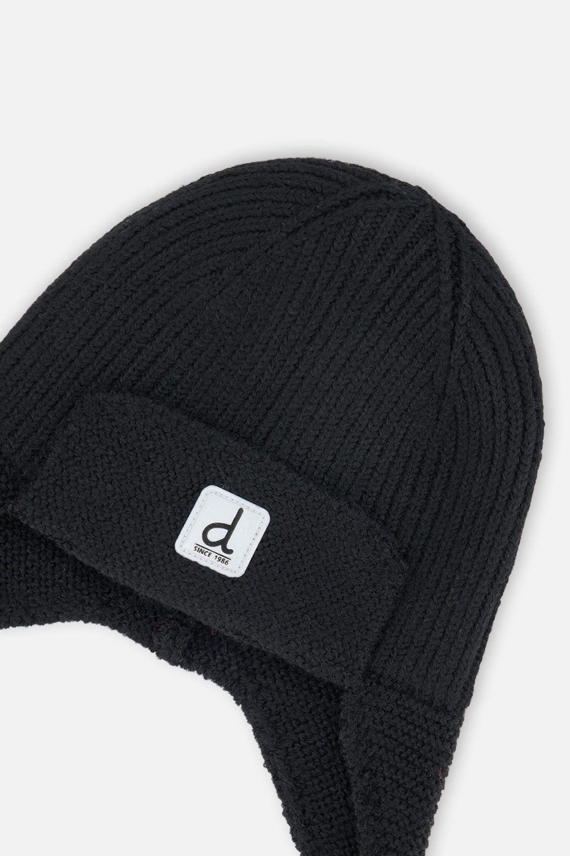 Baby Winter Knit Hat With Ear Flaps And Strings Noir - J10ZA07_09990