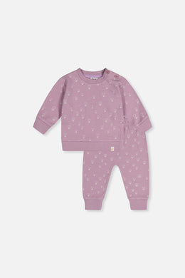 Organic Cotton Pants And Top Set Purple Floral Print - J20A11_2J233