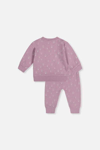 Organic Cotton Pants And Top Set Purple Floral Print - J20A11_2J233