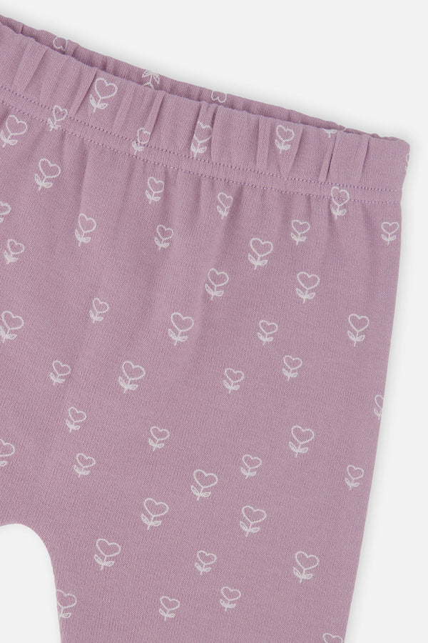 Organic Cotton Pants And Top Set Purple Floral Print - J20A11_2J233