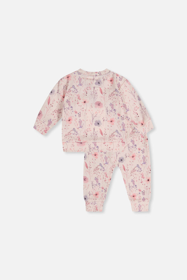 Organic Cotton Pants And Top Set Pink Printed Flowers - J20A11_2J235