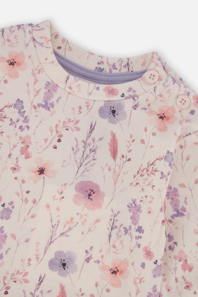 Organic Cotton Pants And Top Set Pink Printed Flowers - J20A11_2J235