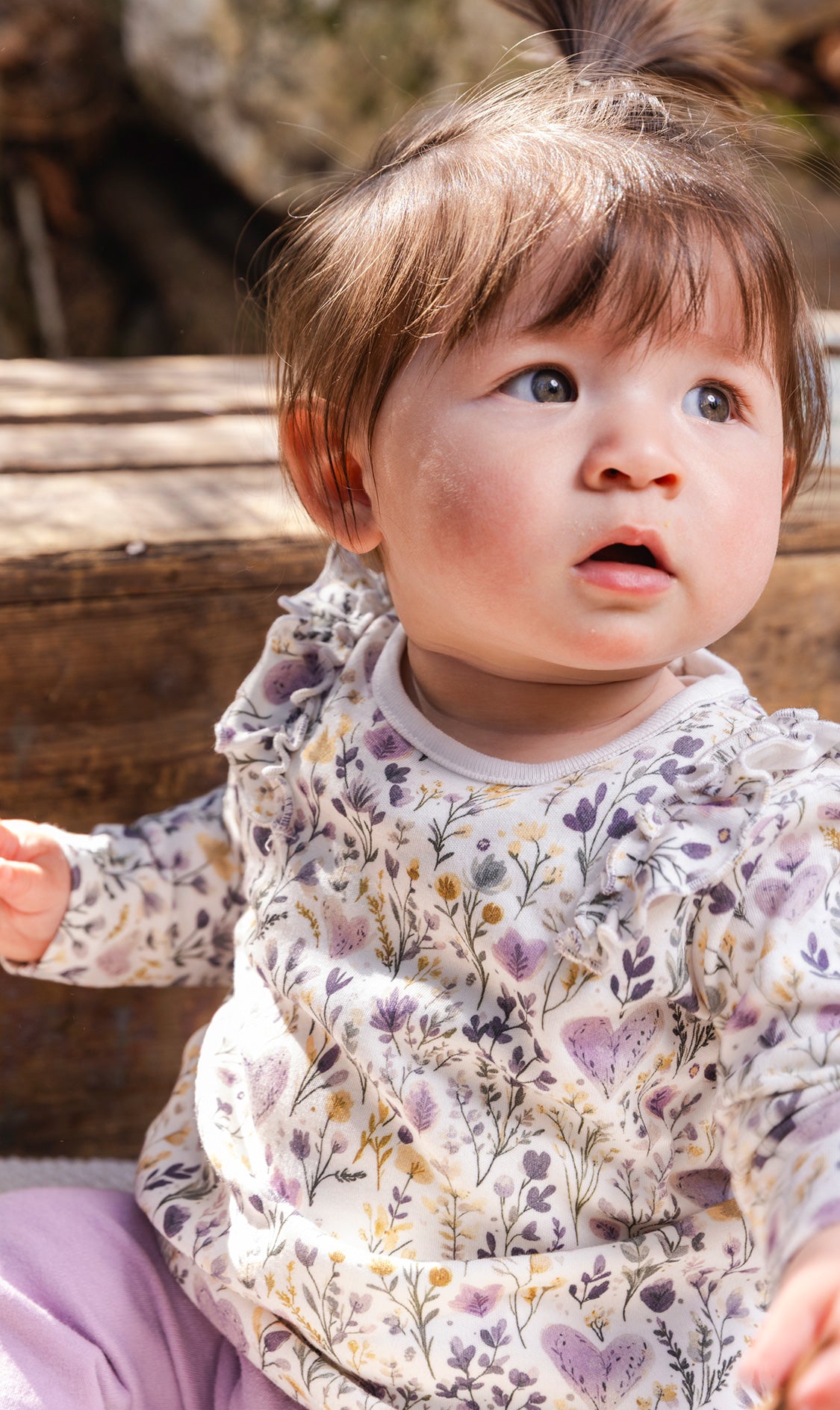 Organic Cotton Pant And Top Set Beige With Heart Print