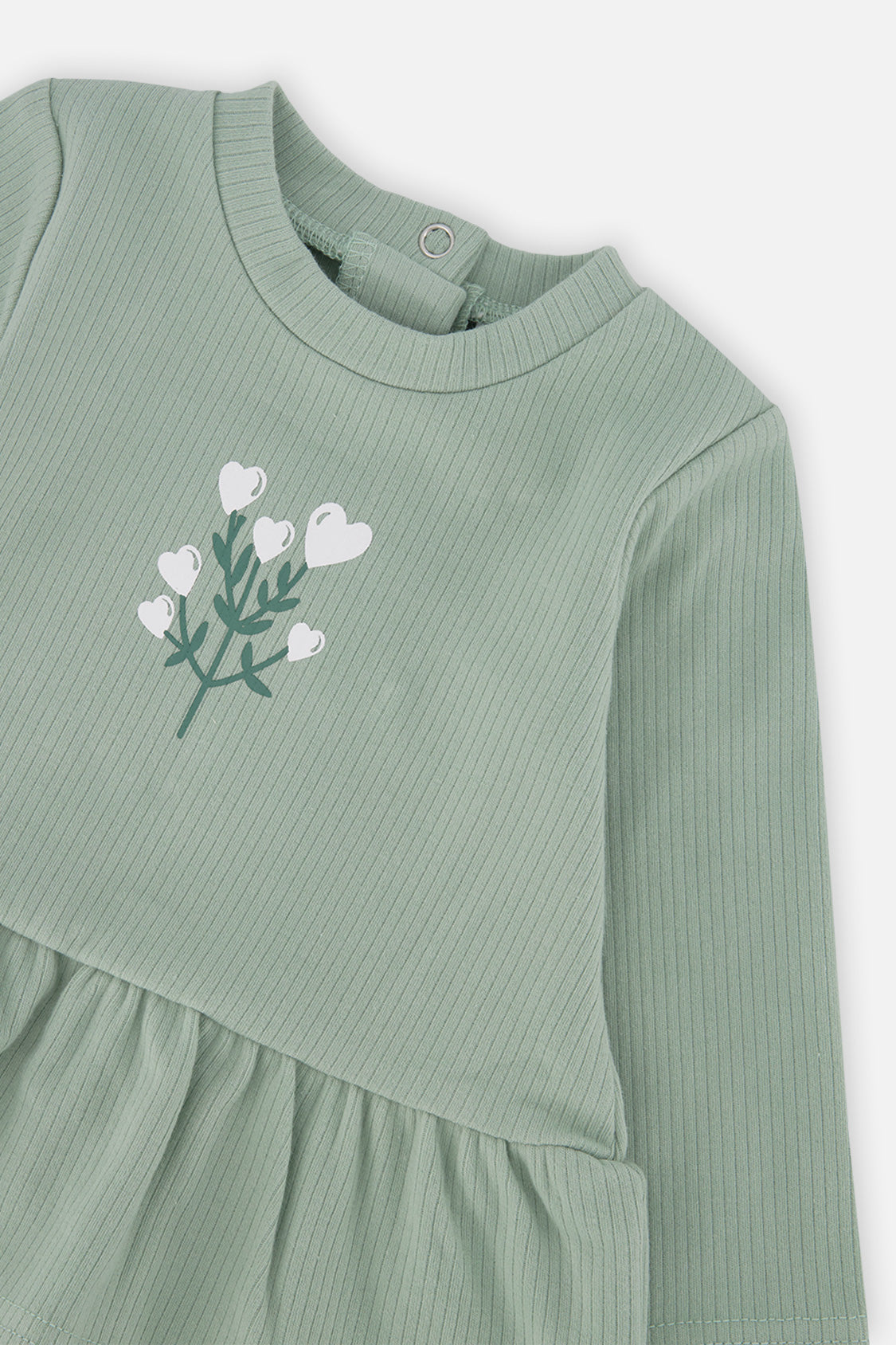 Organic Cotton Peplum Tunic And Legging Set Green And Beige Heart Print - J20A13_03009