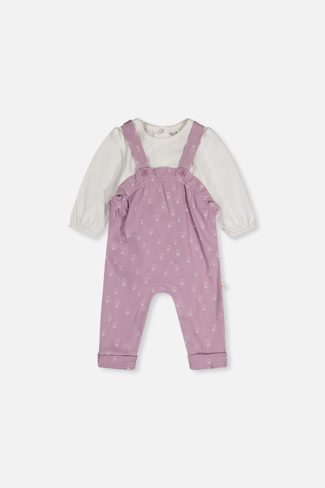 Organic Cotton Onesie And Overall Set Purple Floral Print - J20A14_2J233