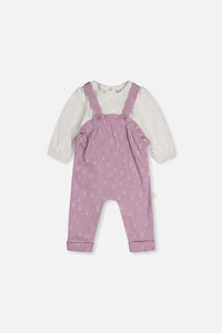 Organic Cotton Onesie And Overall Set Purple Floral Print